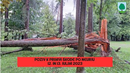 Poziv k prijavi škode po neurju 12. in 13. julija 2023